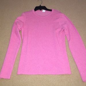 Pink J. Crew Cashmere crew neck sweater
